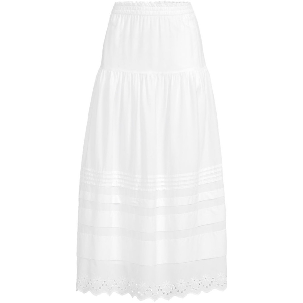 Lands End White Voile Eyelet Tiered Maxi skirt, xs - Picture 4 of 9